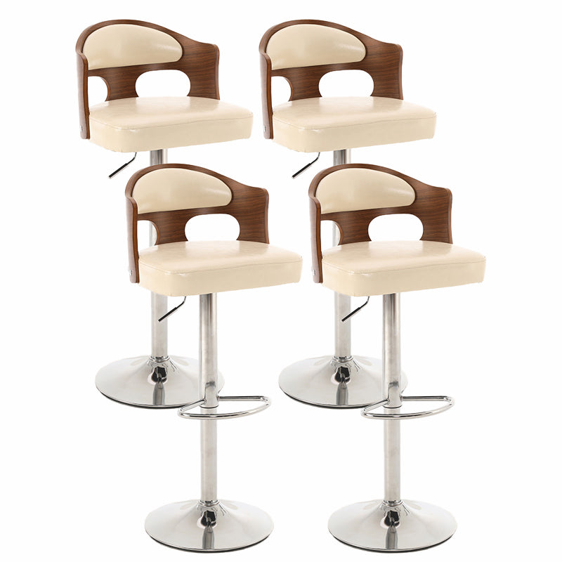 Contemporary Metal Barstool Faux Leather Counter Stool With Chrome Base