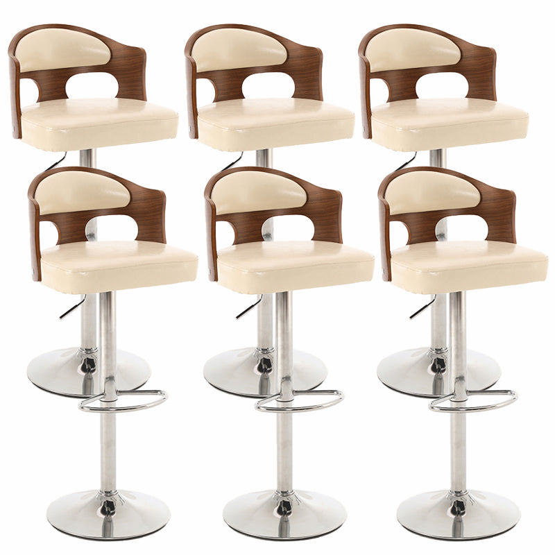 Contemporary Metal Barstool Faux Leather Counter Stool With Chrome Base