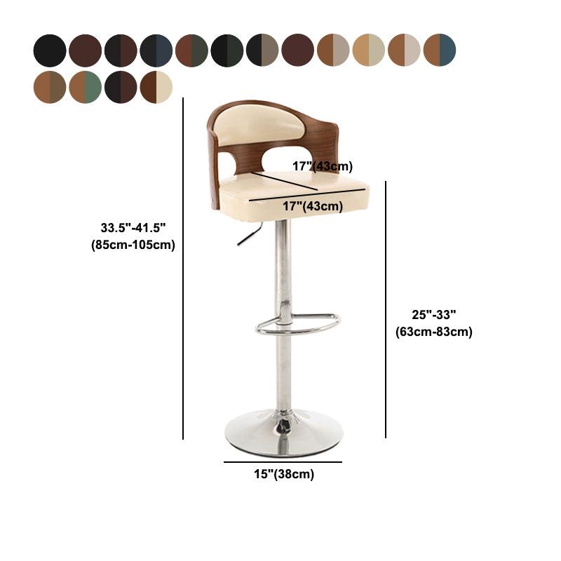 Contemporary Metal Barstool Faux Leather Counter Stool With Chrome Base