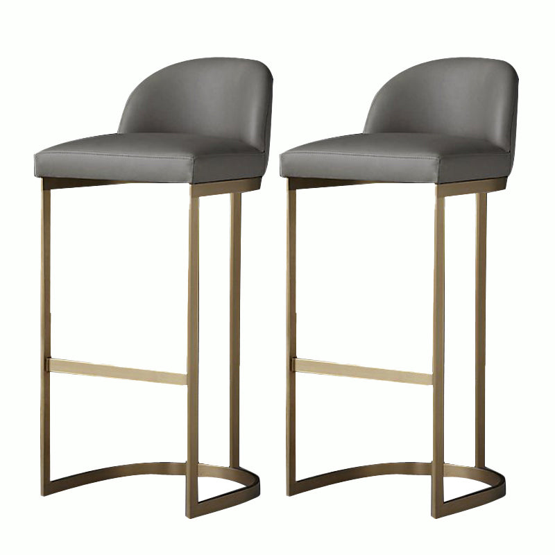 Glam Faux Leather Counter Height Stool Metal Bar Stool Bar Stool with Footrest
