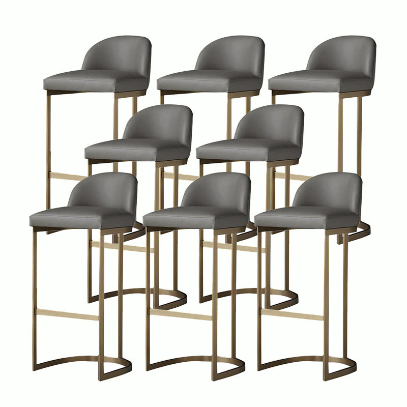 Glam Faux Leather Counter Height Stool Metal Bar Stool Bar Stool with Footrest