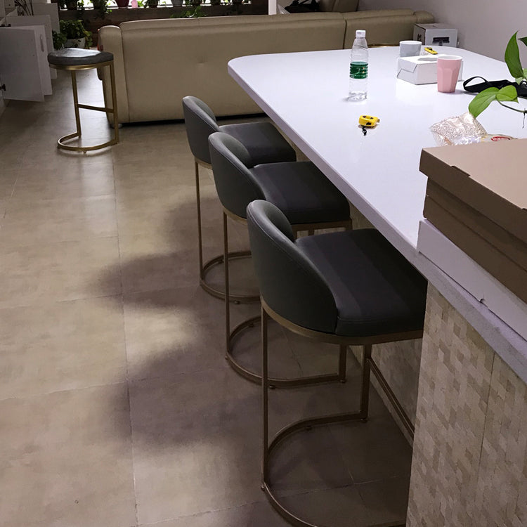 Glam Faux Leather Counter Height Stool Metal Bar Stool Bar Stool with Footrest