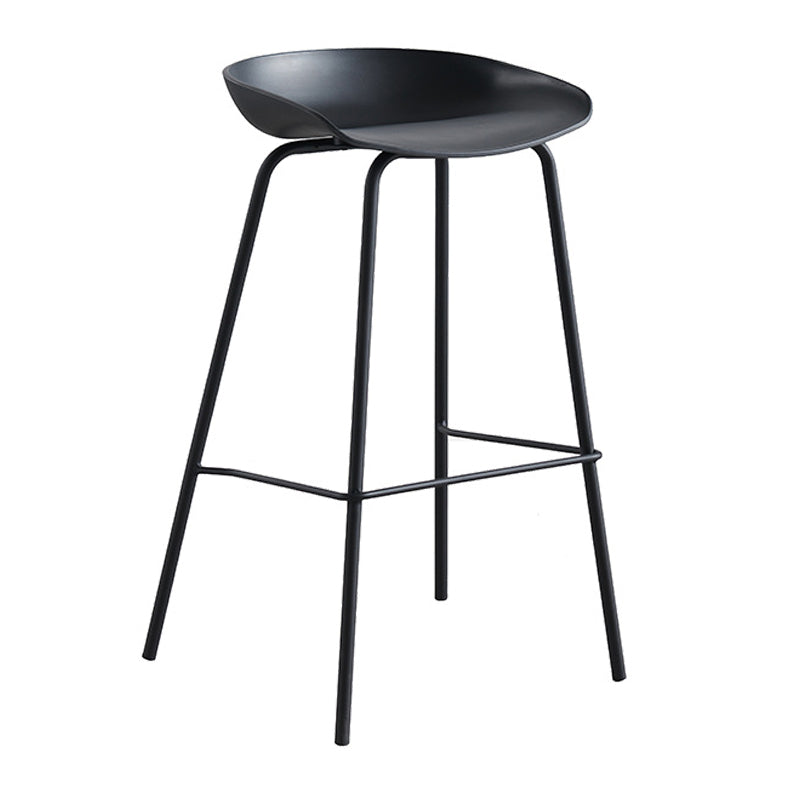 Modern Plastic Contoured Seat Footrest Metal Base Stool for Living Room