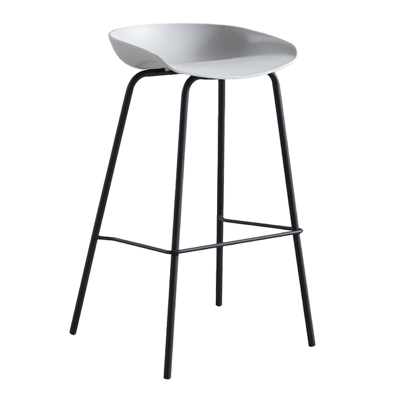Modern Plastic Contoured Seat Footrest Metal Base Stool for Living Room