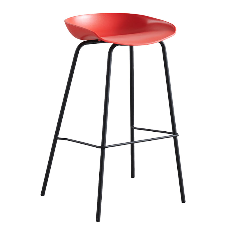 Modern Plastic Contoured Seat Footrest Metal Base Stool for Living Room