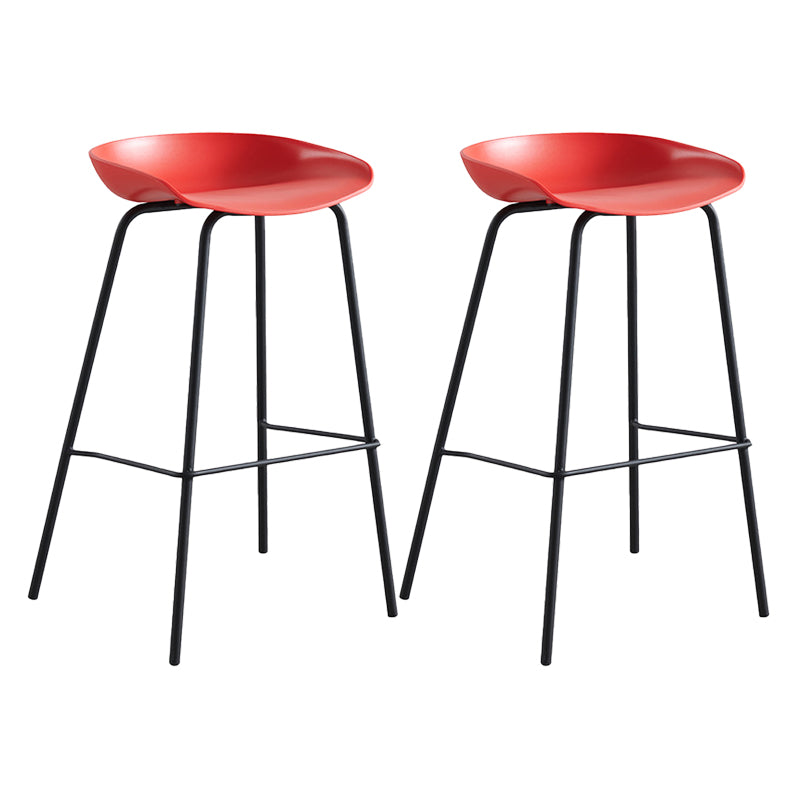 Modern Plastic Contoured Seat Footrest Metal Base Stool for Living Room
