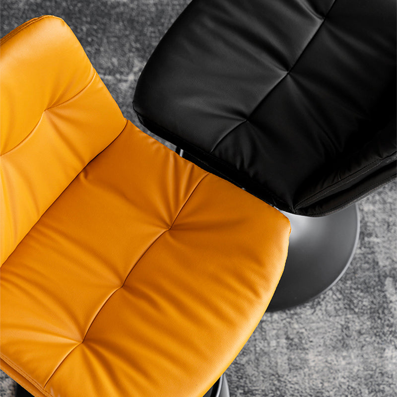 Modern Metal Stool Faux Leather Footrest Stool Adjustable Height in Matte Finish