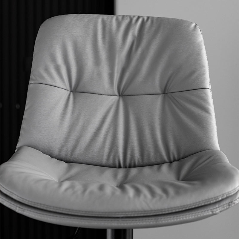 Modern Metal Stool Faux Leather Footrest Stool Adjustable Height in Matte Finish