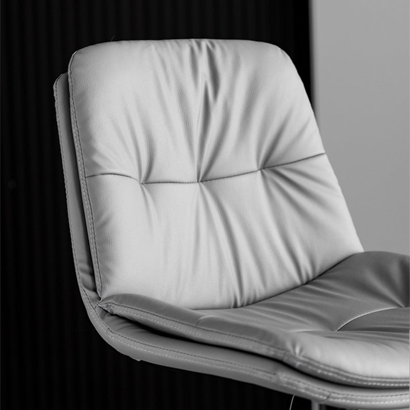 Modern Metal Stool Faux Leather Footrest Stool Adjustable Height in Matte Finish