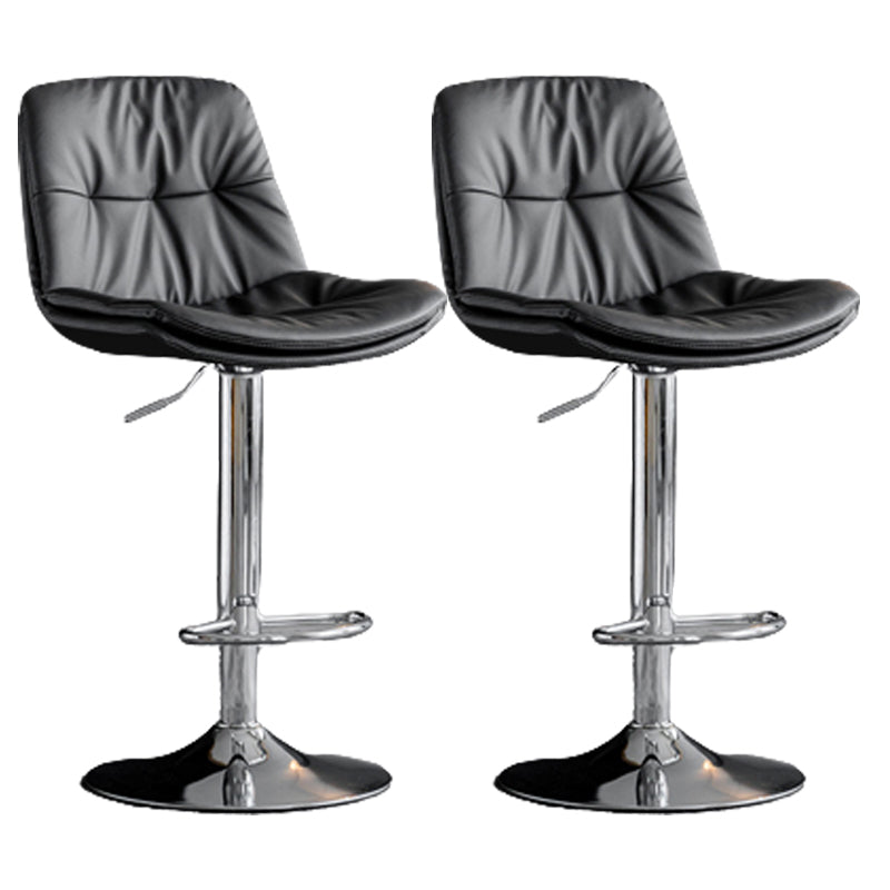 Modern Metal Stool Faux Leather Footrest Stool Adjustable Height in Matte Finish