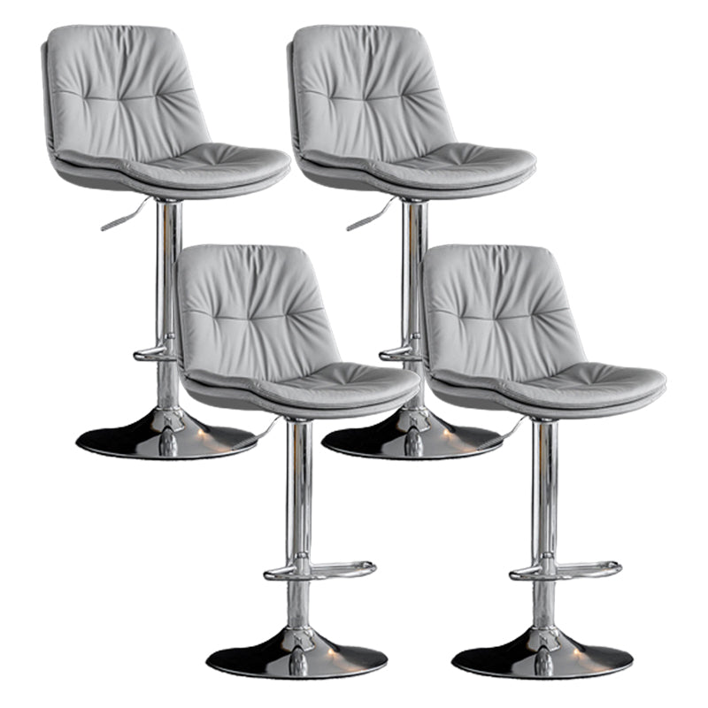 Modern Metal Stool Faux Leather Footrest Stool Adjustable Height in Matte Finish