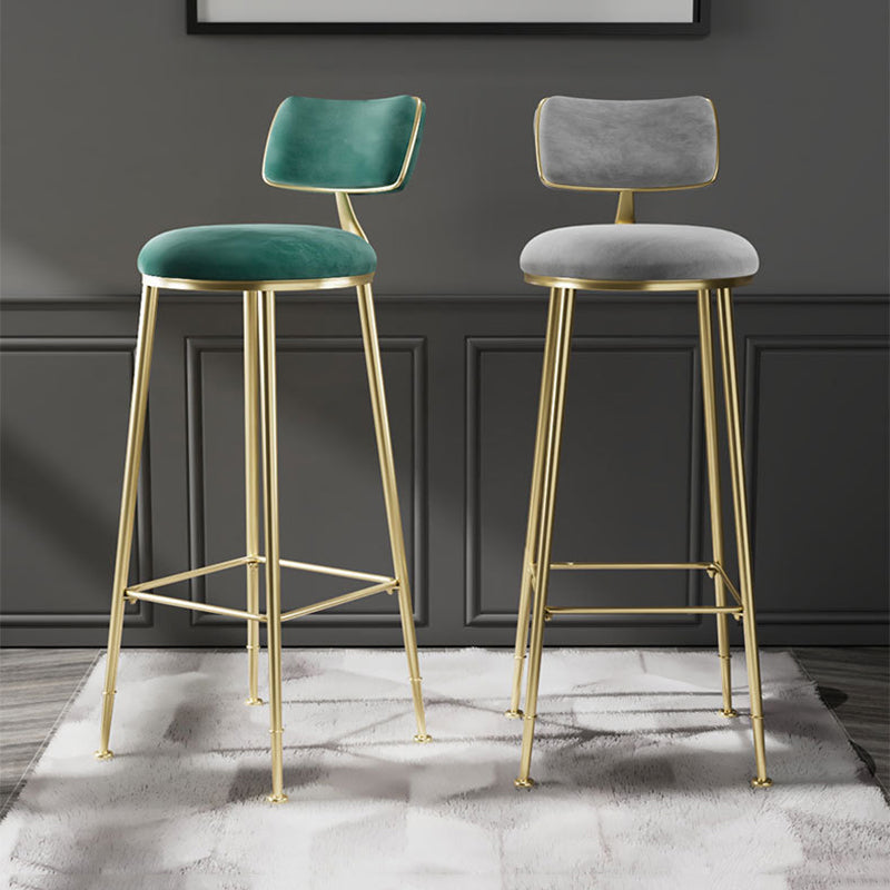Glam Metal Barstool Fabric Counter Stool in Matte Finish for Indoor