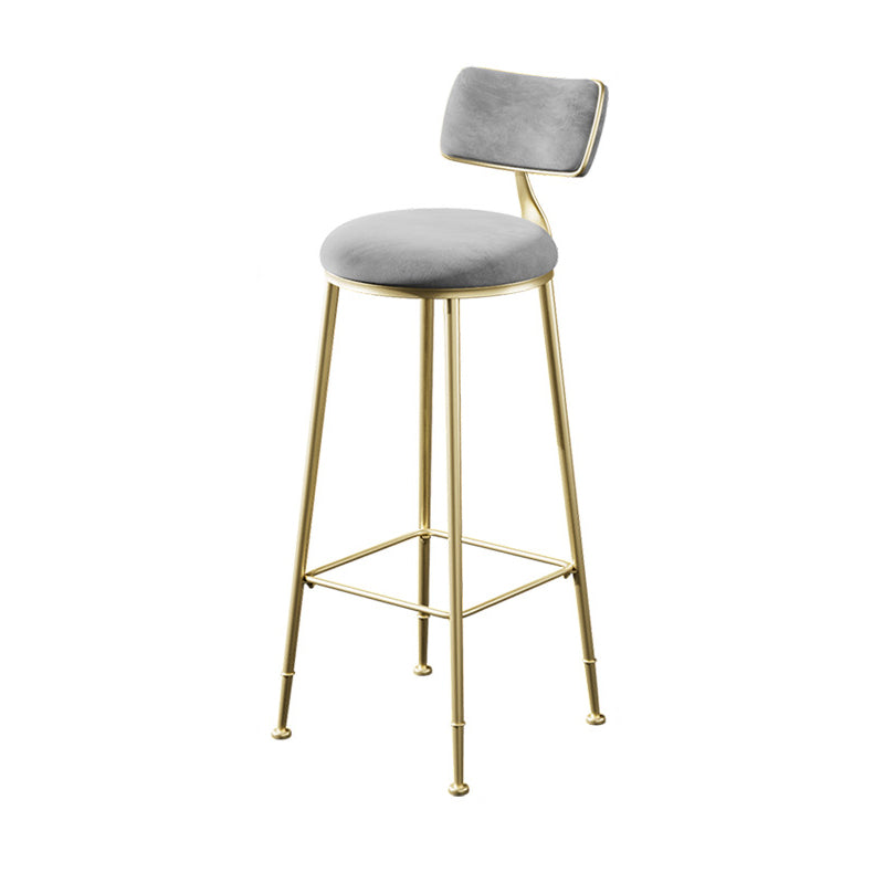 Glam Metal Barstool Fabric Counter Stool in Matte Finish for Indoor