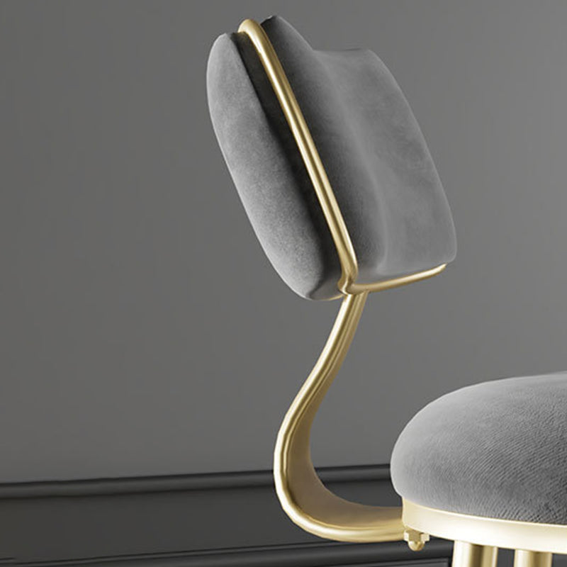 Glam Metal Barstool Fabric Counter Stool in Matte Finish for Indoor