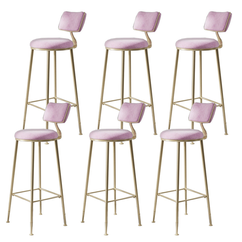 Glam Metal Barstool Fabric Counter Stool in Matte Finish for Indoor