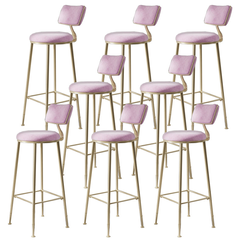 Glam Metal Barstool Fabric Counter Stool in Matte Finish for Indoor