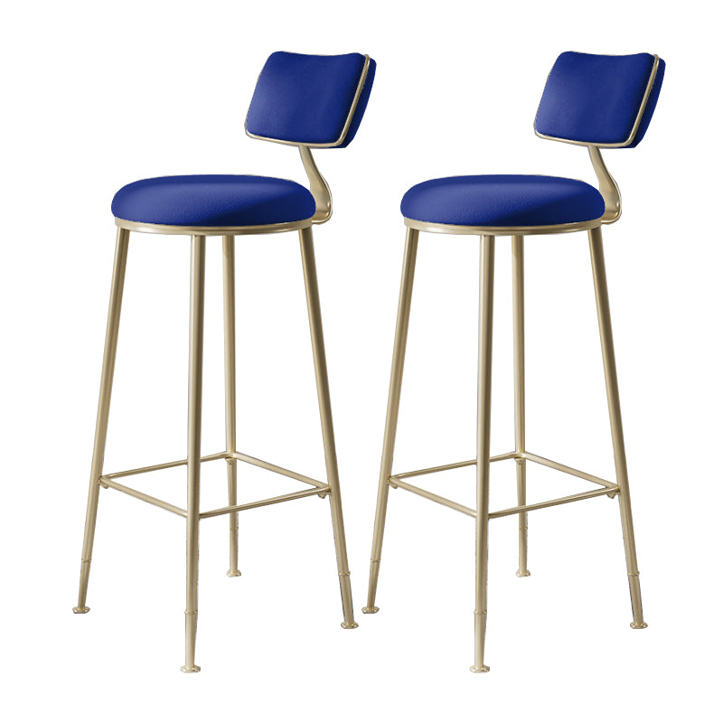 Glam Metal Barstool Fabric Counter Stool in Matte Finish for Indoor