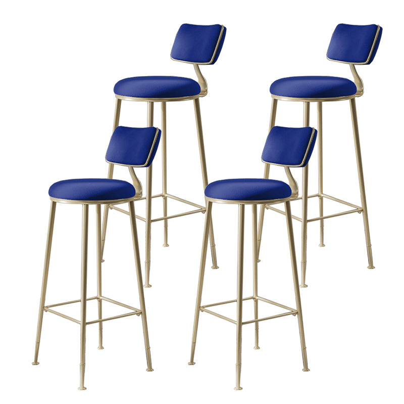 Glam Metal Barstool Fabric Counter Stool in Matte Finish for Indoor