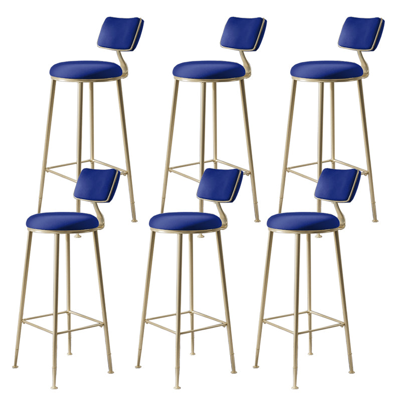 Glam Metal Barstool Fabric Counter Stool in Matte Finish for Indoor