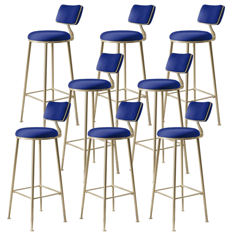 Glam Metal Barstool Fabric Counter Stool in Matte Finish for Indoor