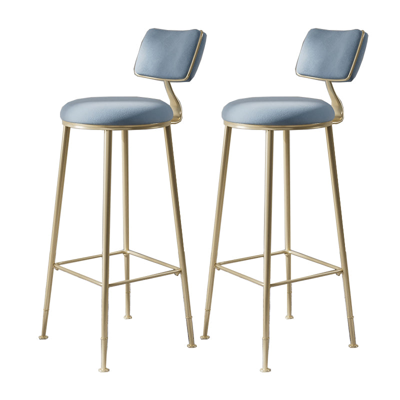 Glam Metal Barstool Fabric Counter Stool in Matte Finish for Indoor