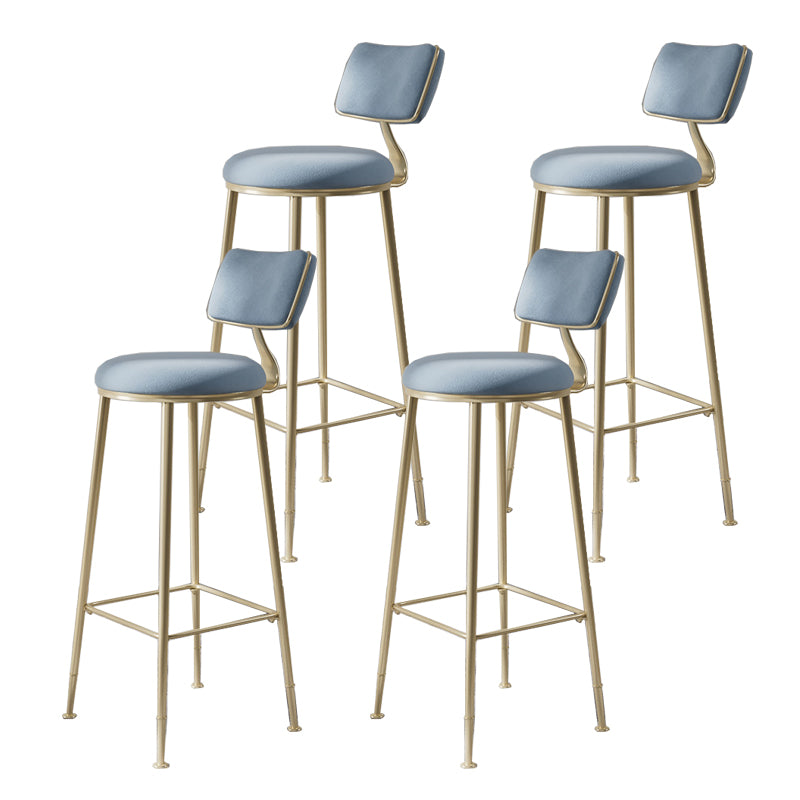 Glam Metal Barstool Fabric Counter Stool in Matte Finish for Indoor