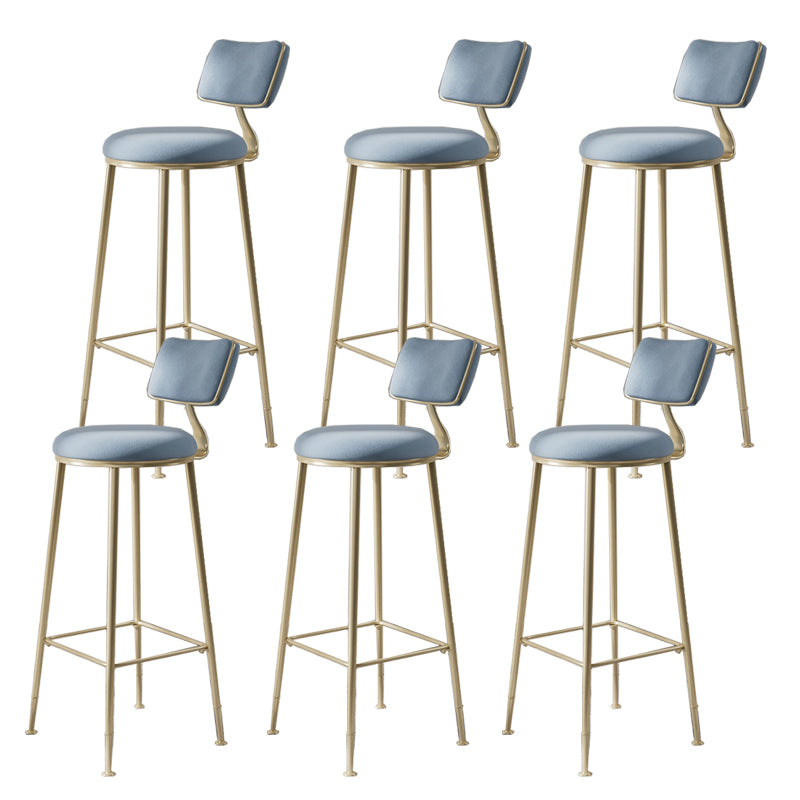 Glam Metal Barstool Fabric Counter Stool in Matte Finish for Indoor