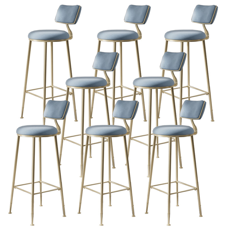 Glam Metal Barstool Fabric Counter Stool in Matte Finish for Indoor