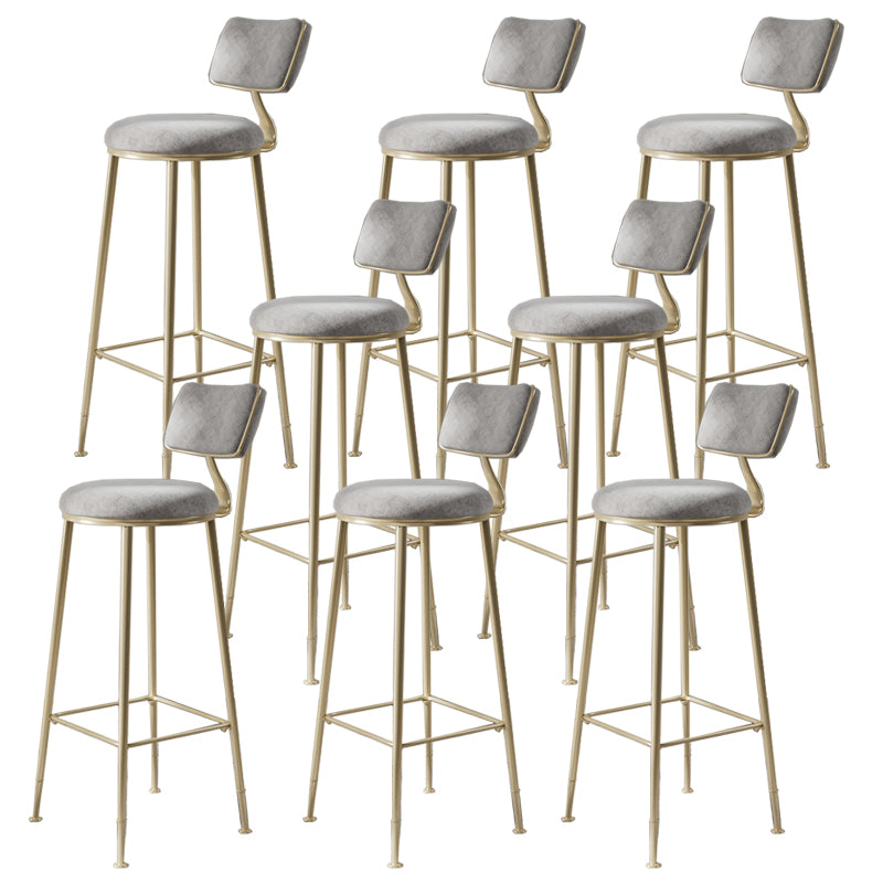 Glam Metal Barstool Fabric Counter Stool in Matte Finish for Indoor