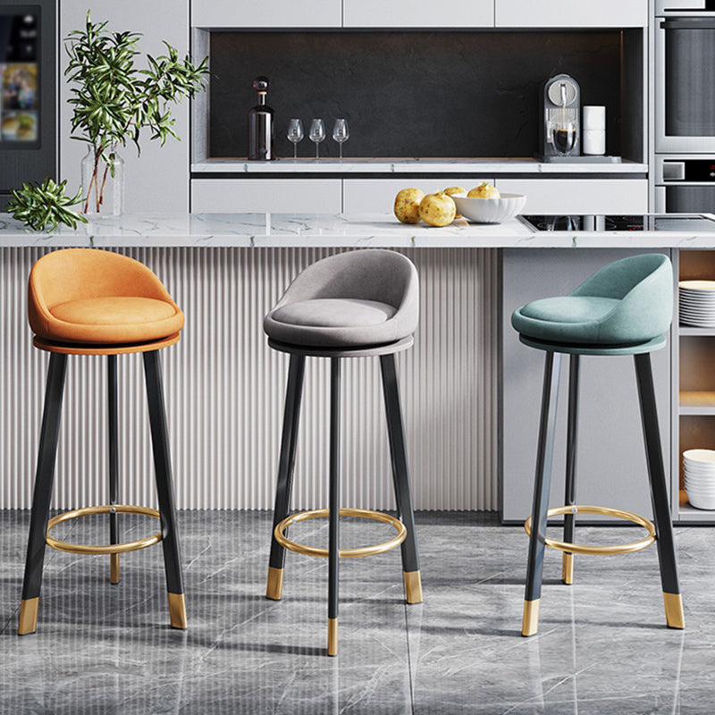 Glam Metal Barstool Fabric Counter Stool in Matte Finish for Home