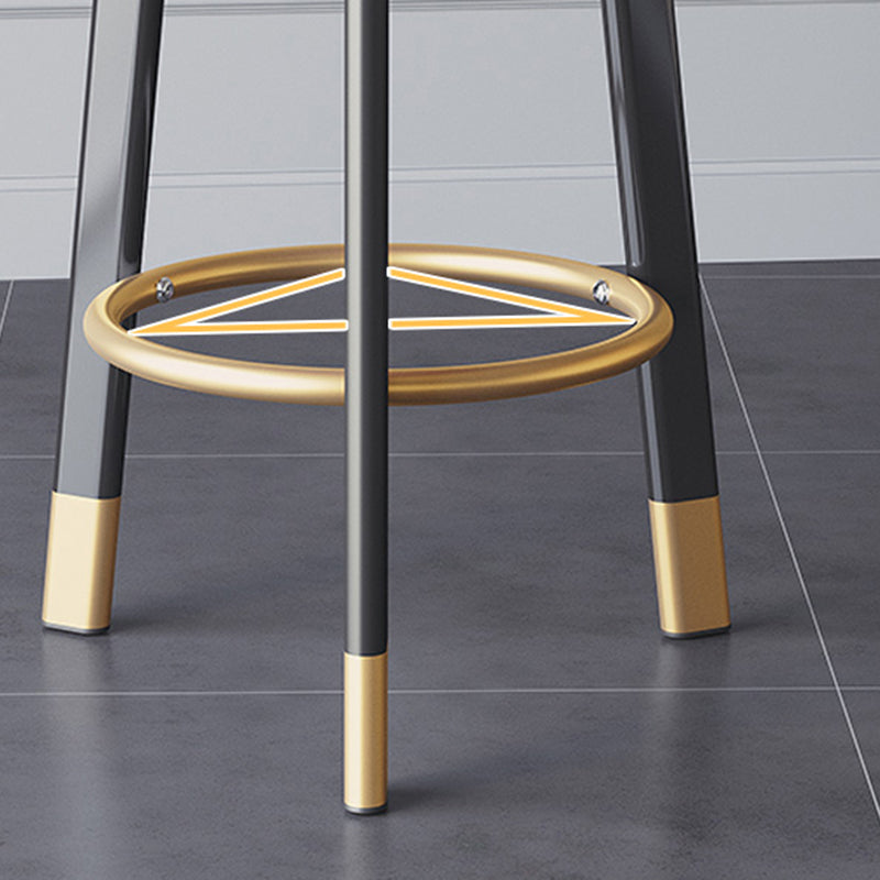 Glam Metal Barstool Fabric Counter Stool in Matte Finish for Home