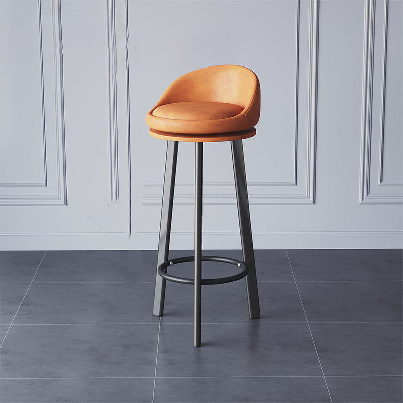 Glam Metal Barstool Fabric Counter Stool in Matte Finish for Home