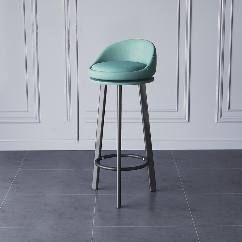 Glam Metal Barstool Fabric Counter Stool in Matte Finish for Home