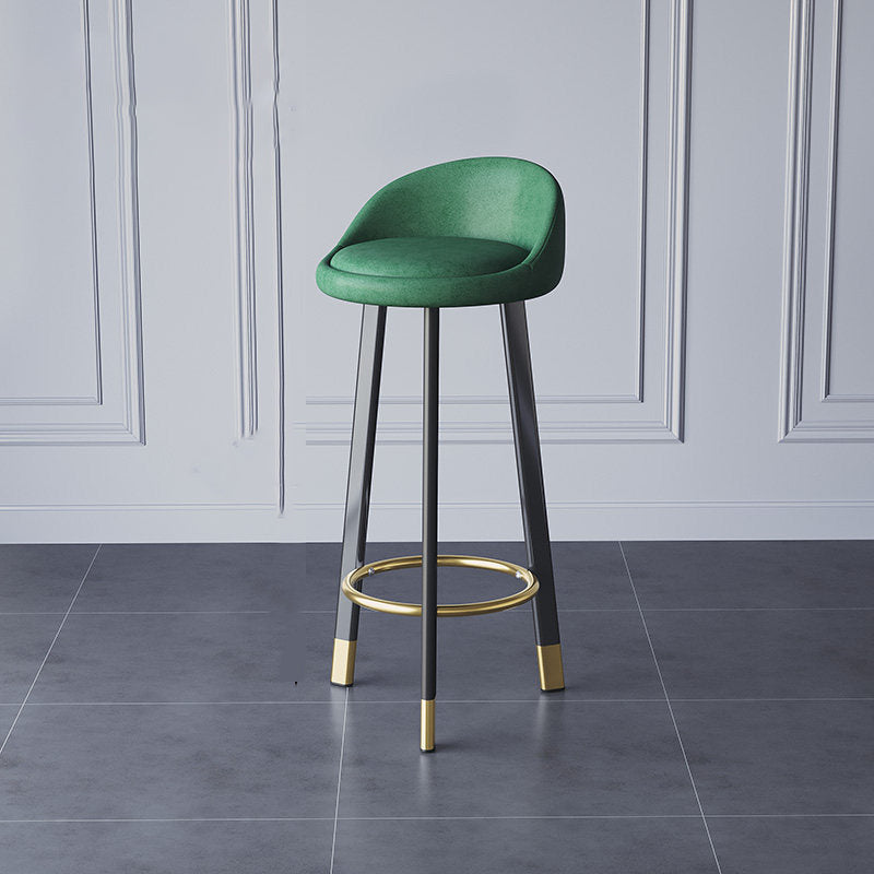 Glam Metal Barstool Fabric Counter Stool in Matte Finish for Home