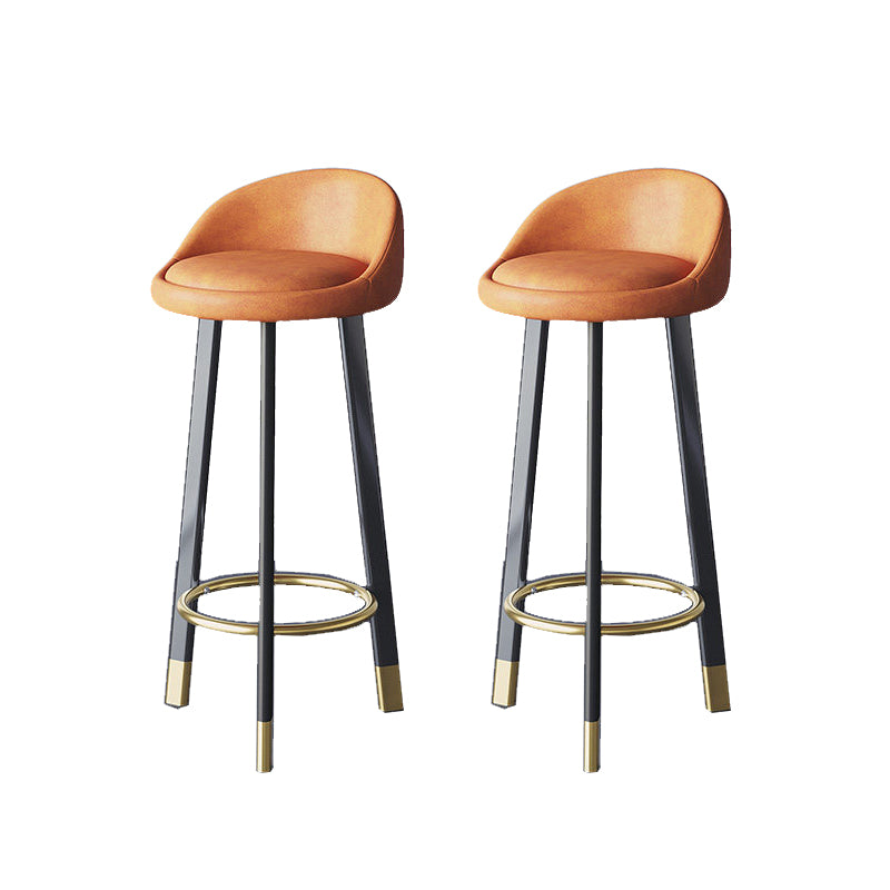 Glam Metal Barstool Fabric Counter Stool in Matte Finish for Home