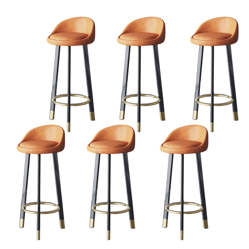Glam Metal Barstool Fabric Counter Stool in Matte Finish for Home