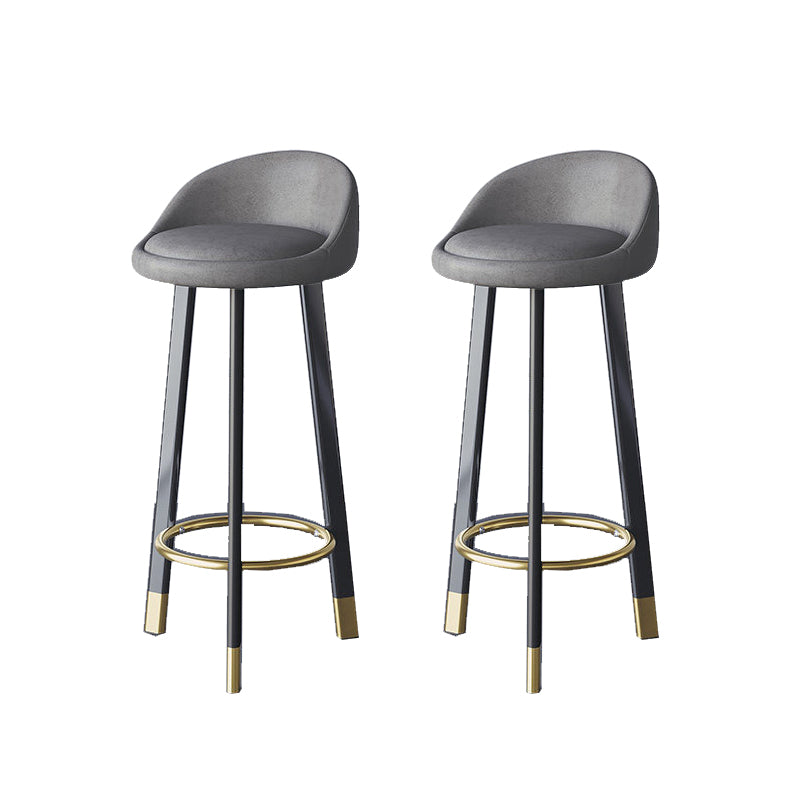 Glam Metal Barstool Fabric Counter Stool in Matte Finish for Home