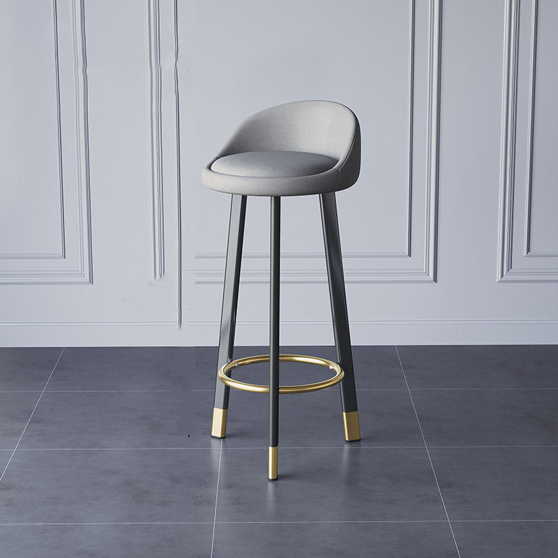 Glam Metal Barstool Fabric Counter Stool in Matte Finish for Home