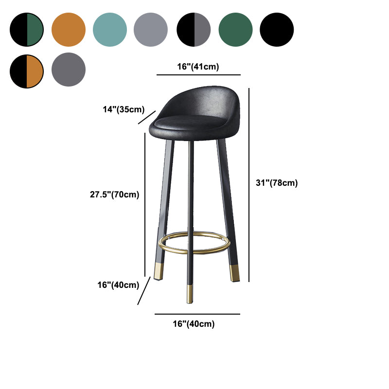 Glam Metal Barstool Fabric Counter Stool in Matte Finish for Home