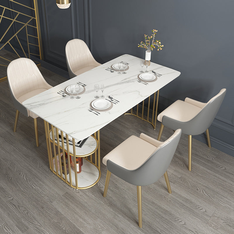 Nordic 1/2/4/5 Pieces Dining Set Rectangle Stone Dining Table for Dining Room