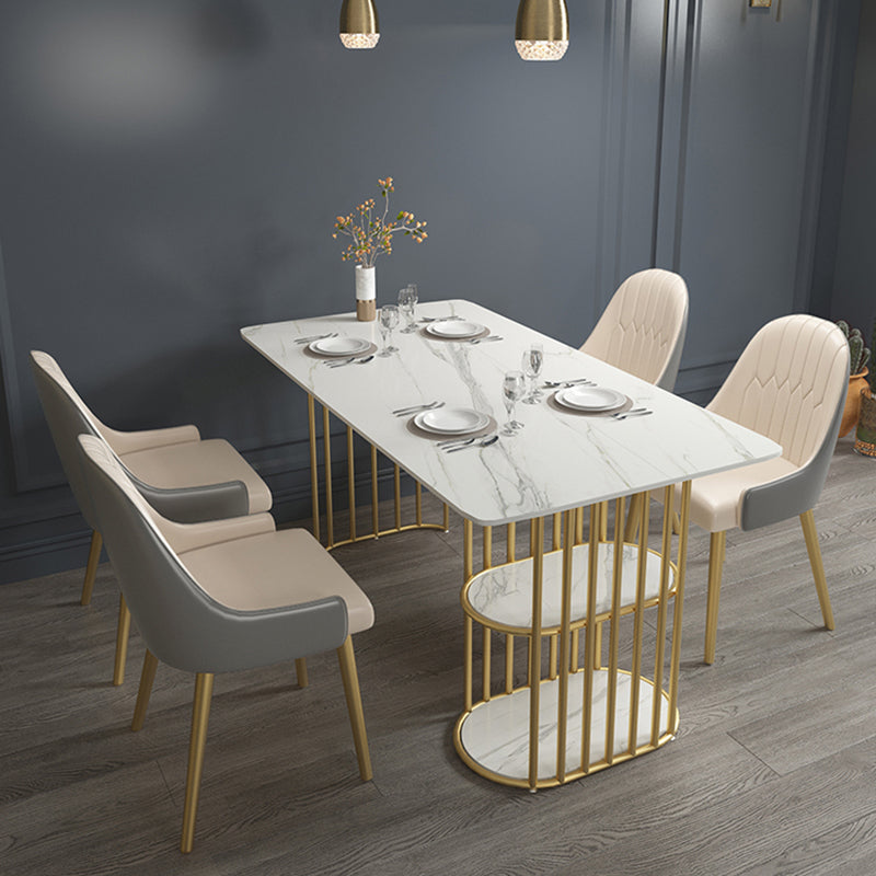 Nordic 1/2/4/5 Pieces Dining Set Rectangle Stone Dining Table for Dining Room