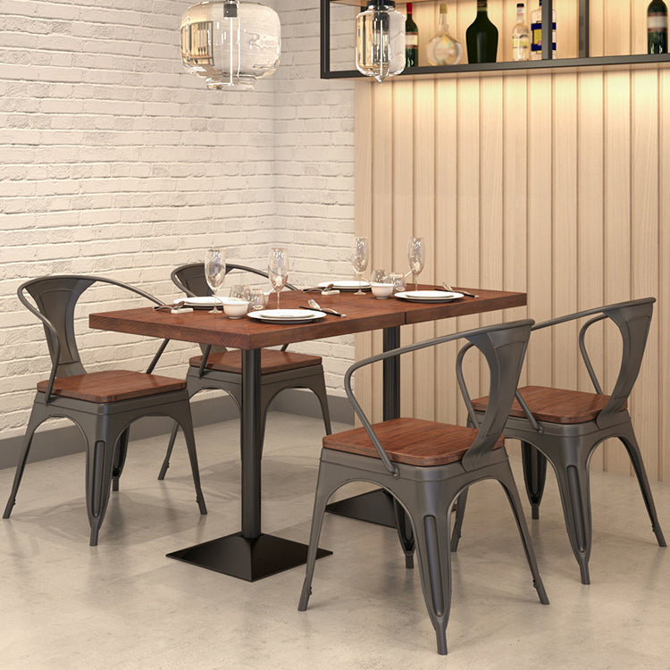Solid Wood Dining Site Table Industrial Style Square Dinette Table with Pedestal Base