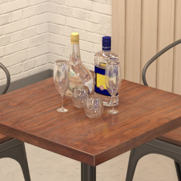 Solid Wood Dining Site Table Industrial Style Square Dinette Table with Pedestal Base