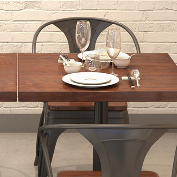 Solid Wood Dining Site Table Industrial Style Square Dinette Table with Pedestal Base