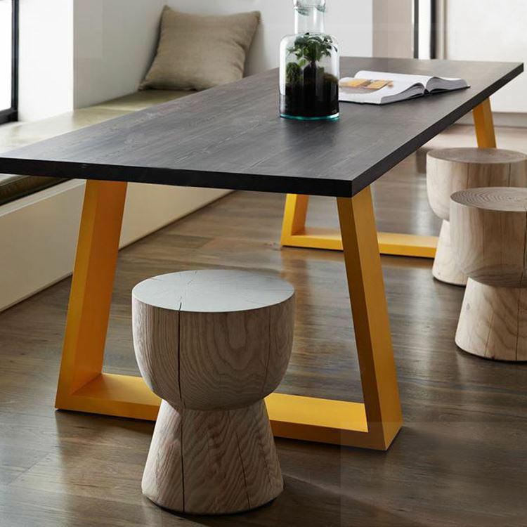 Metal Industrial Rectangle Indoor Table Pine Wood Top Table with Sled Base