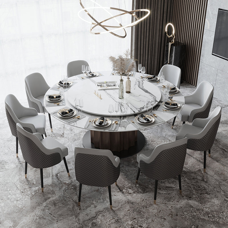 Round Pedestal Dining Table Traditional Luxury Furniture with Turntable