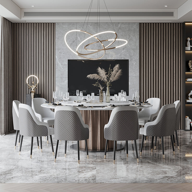 Round Pedestal Dining Table Traditional Luxury Furniture with Turntable