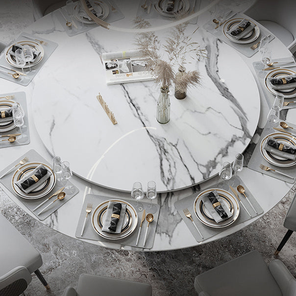 Round Pedestal Dining Table Traditional Luxury Furniture with Turntable