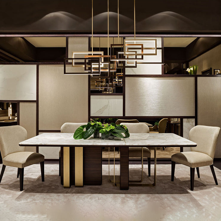 Traditional Luxury Stone Table Rectangle Dining Table for Home