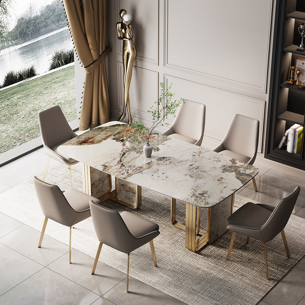 Traditional Luxury Dining Site Table Rectangle Stainless Steel Table